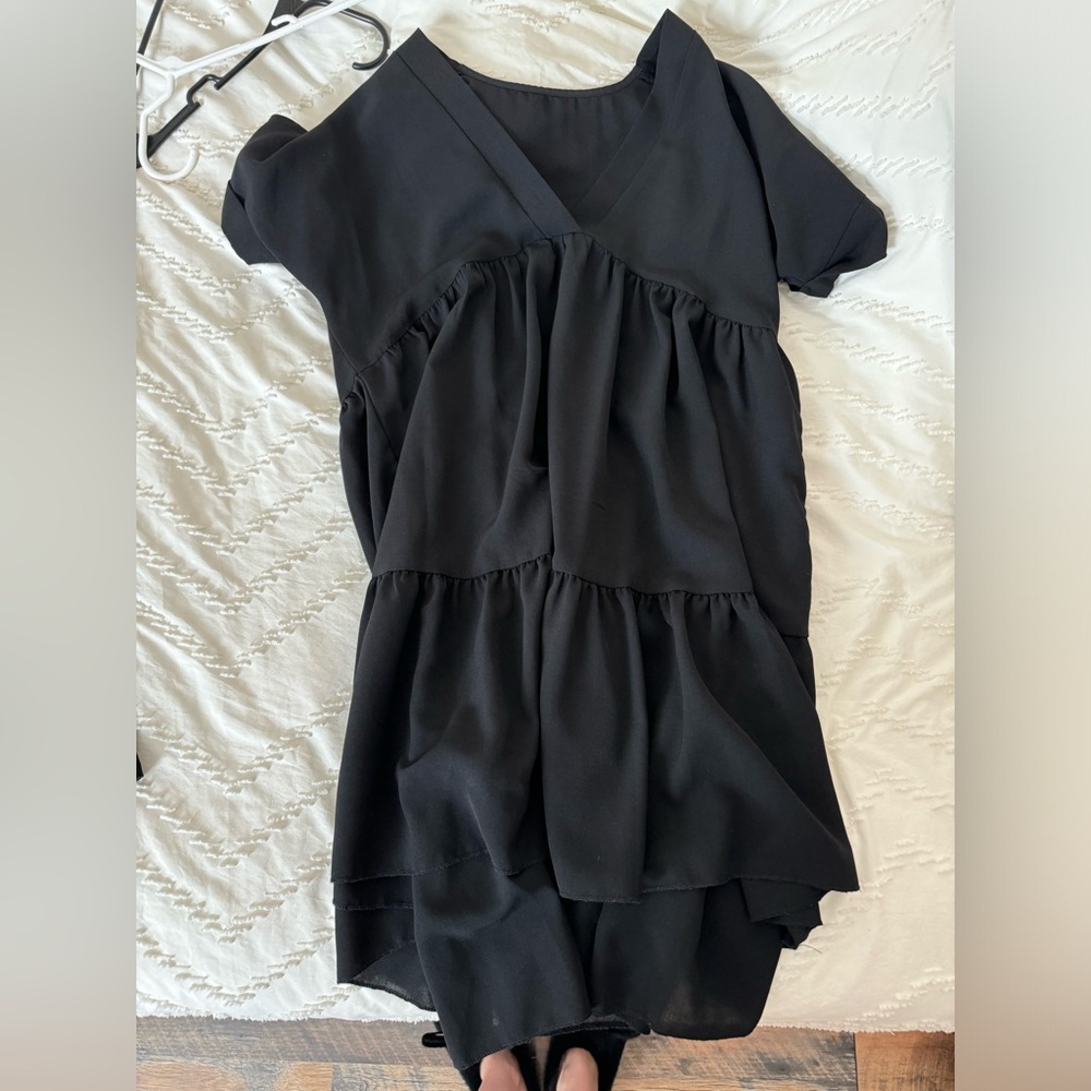 SHEIN black high low short dress